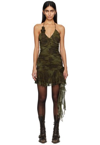 Blumarine Green Ruched Minidress