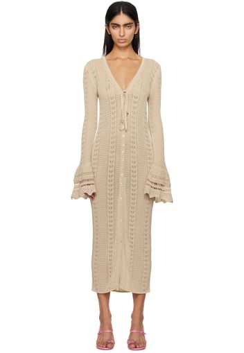 Blumarine Beige Button Midi Dress