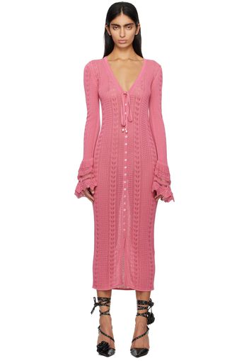 Blumarine Pink Button Midi Dress