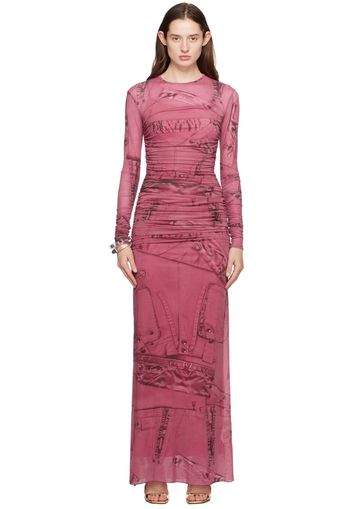 Blumarine Pink Crewneck Maxi Dress