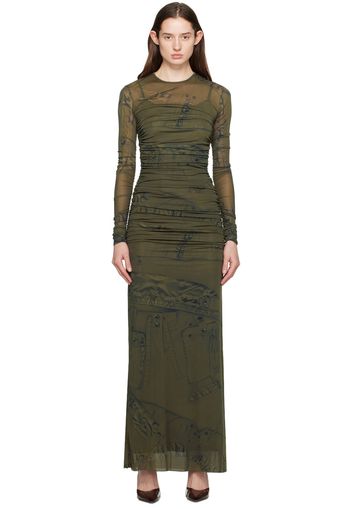 Blumarine Green Crewneck Maxi Dress