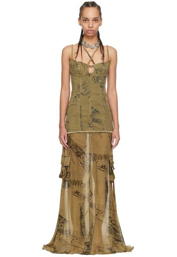 Blumarine Khaki Layered Maxi Dress