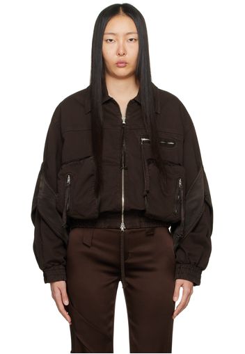 Blumarine Brown Padded Bomber DenimJacket