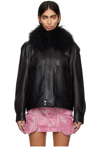 Blumarine Black Leather Biker Jacket