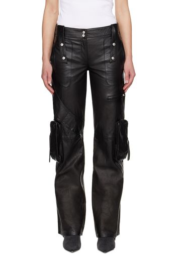 Blumarine Black Spiral Leather Cargo Pants