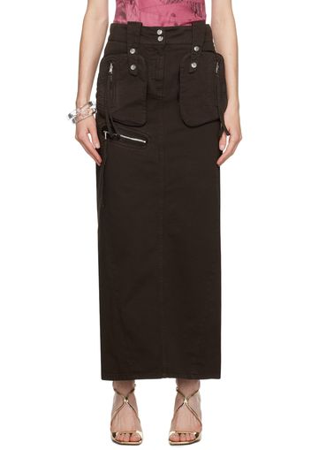 Blumarine Brown Pockets Maxi Skirt