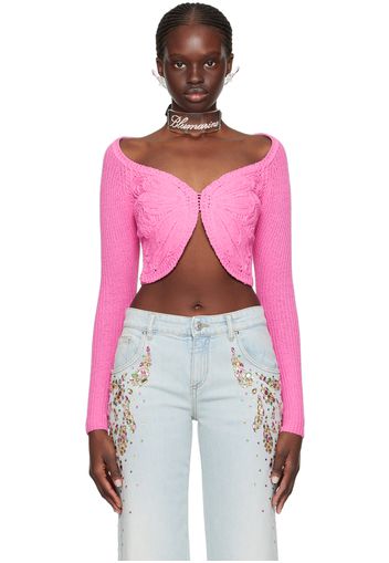 Blumarine Pink Embroidered Cardigan