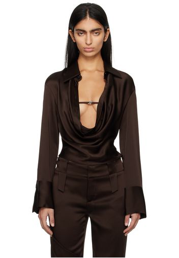 Blumarine Brown Cowl Neck Blouse