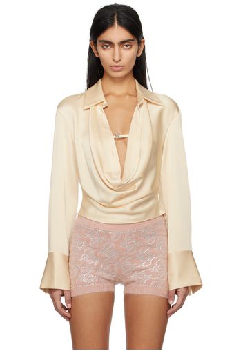 Blumarine Beige Cowl Collar Blouse