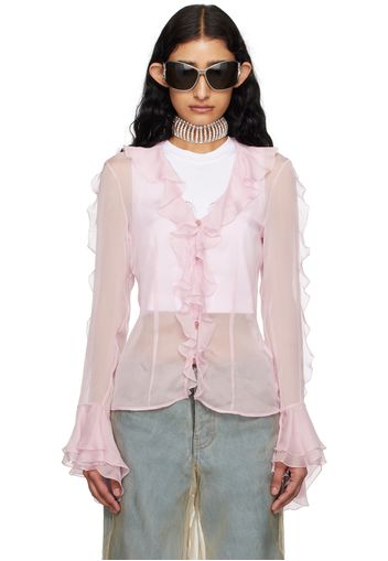 Blumarine Pink Ruffle Blouse