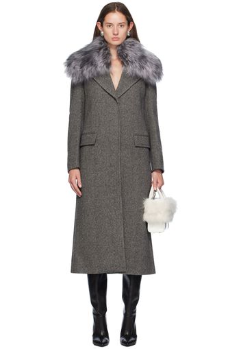 Blumarine Gray Wool Shearling Jacket