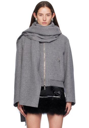 Blumarine Gray Felt Scarf Bomber