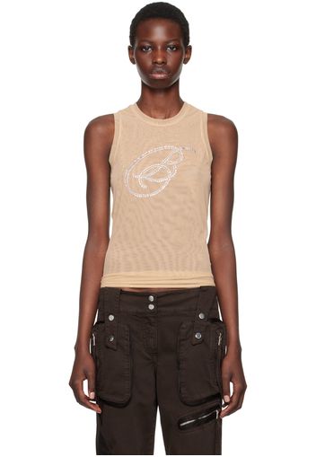 Blumarine Beige Rhinestone B Monogram Tank Top