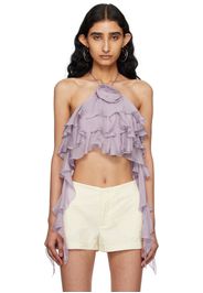 Blumarine Purple Flounce Tank Top