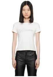 Blumarine White Crystal-Cut Logo T-Shirt