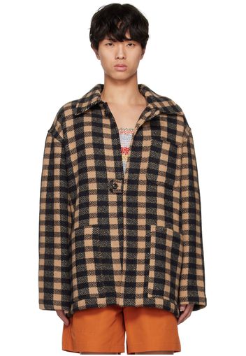 Bode Navy & Tan Stanton Plaid Jacket