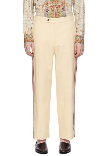 Bode Beige Beaded Stria Trousers