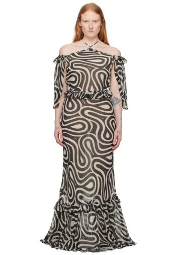 Bode Black & Off-White Comber Maxi Dress