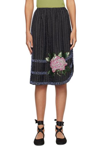 Bode Black Bourbon Rose Midi Skirt