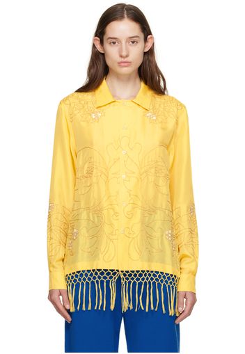 Bode Yellow Paquerette Fringe Shirt