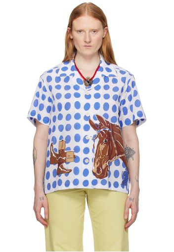 Bode White & Blue Jockey Shirt