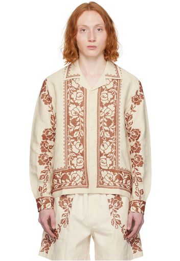 Bode Beige Rose Garland Long Sleeve Shirt