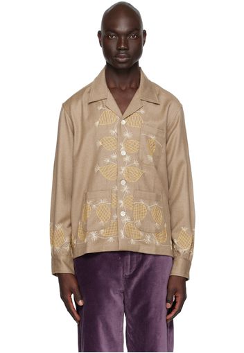 Bode Taupe Sweet Pine Shirt