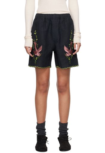 Bode Black Rosefinch Shorts