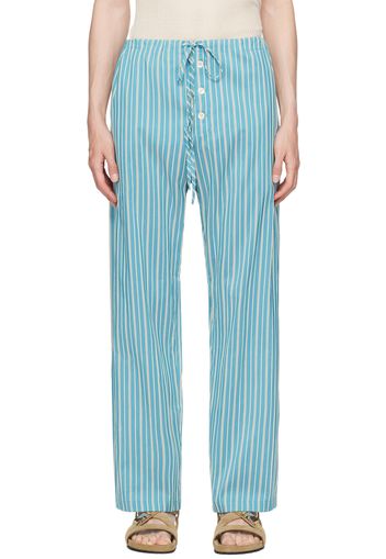 Bode Blue Shore Stripe Trousers