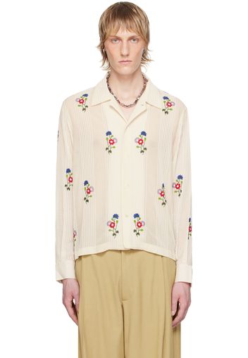 Bode Off-White Beaded Wildflower Shirt