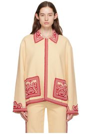 Bode Beige Beaded Flora Jacket