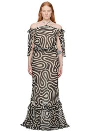 Bode Black & Off-White Comber Maxi Dress