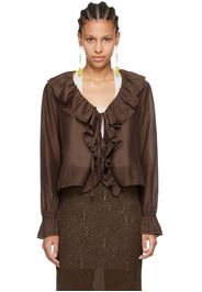 Bode Brown Heartwood Flounce Blouse