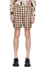 Bode Brown & White Gilbert Check Shorts