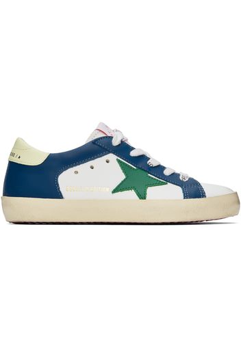 Bonpoint Kids White & Blue Golden Goose Edition Basket Scratch Sneakers