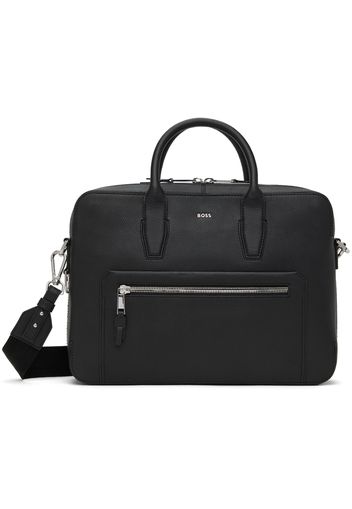 BOSS Black Grained Leather Briefcase