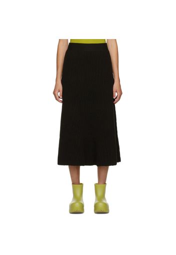 Bottega Veneta Brown Rib Distorted Mid-Length Skirt