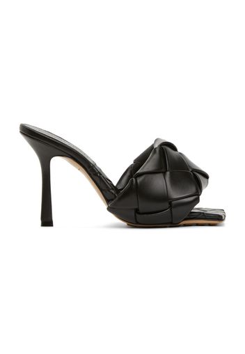 Bottega Veneta Black Intrecciato Lido Heeled Sandals