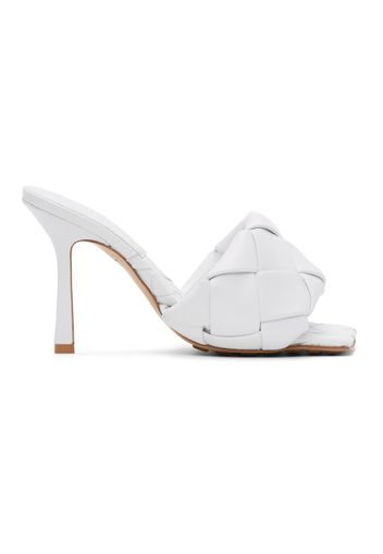 Bottega Veneta White Intrecciato Lido Heeled Sandals