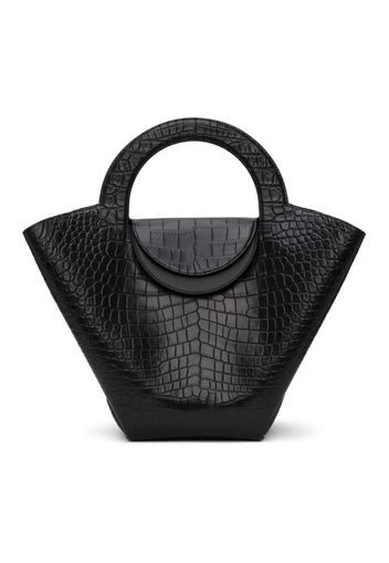 Bottega Veneta Black Croc Top Handle Tote