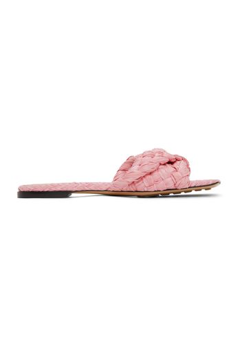 Bottega Veneta Pink Raffia Stretch Flat Sandals