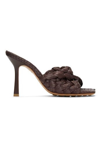 Bottega Veneta Brown Raffia Stretch Heeled Mules