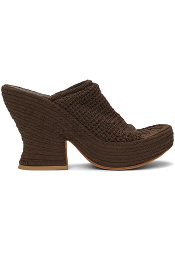 Bottega Veneta Brown Knit Wedge Sandals