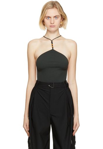 Bottega Veneta Khaki Cashmere Twist Halter Bodysuit