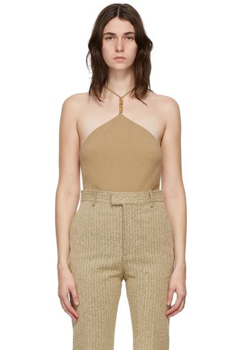 Bottega Veneta Beige Cashmere Halter Bodysuit