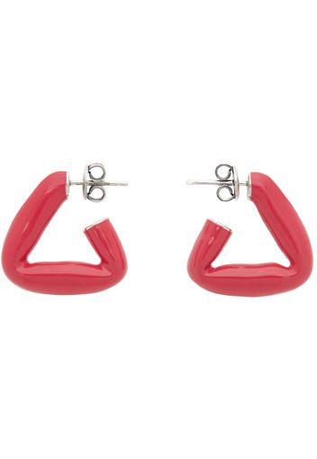 Bottega Veneta Pink Enamel Triangle Hoop Earrings