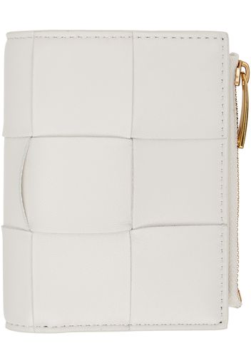 Bottega Veneta White Intrecciato Trifold Wallet