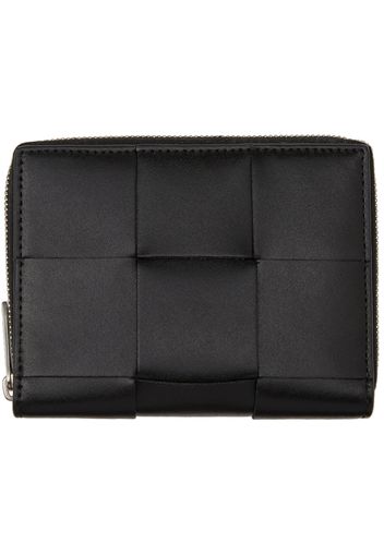 Bottega Veneta Black Intrecciato Zip Around Wallet