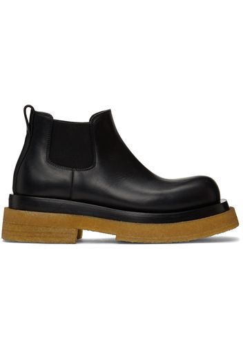 Bottega Veneta Black & Tan Crepe Sole Low Lug Chelsea Boots