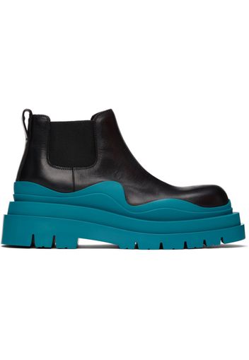 Bottega Veneta Black & Blue Low Tire Chelsea Boots